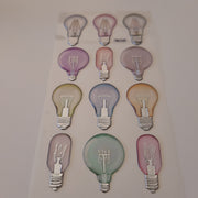 ShokART 3d Adhesive Stickers - A5 sheet - Vintage Light Bulbs
